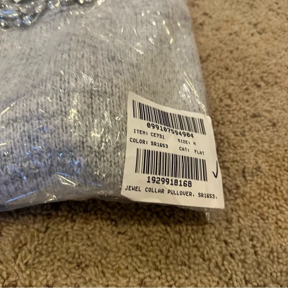 J crew Embellished pullover sweater Light Grey Silver Metal